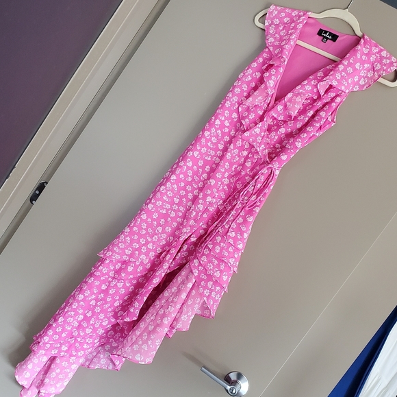 Lulu's Pink Floral Wrap Dress XS - Picture 5 of 7